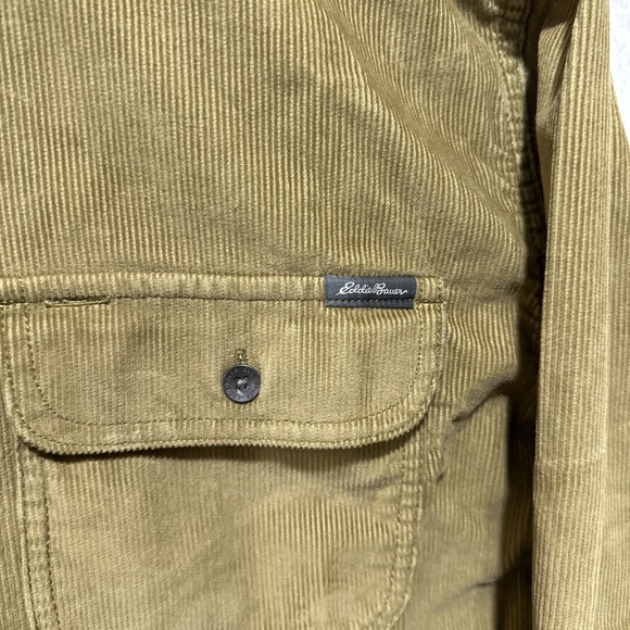 Eddie Bauer Tan Shirt Mens L Large TL Heavy Corduroy Elbow‎ Patch Classic Fit - Picture 5 of 14